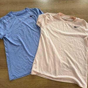 Nike Womens Dri-FIT Short Sleeve T-Shirt 2-Pack Blue Peach Pink Small